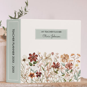 Personalized Watercolor Vintage Wildflower Floral Binder