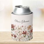 Personalized Watercolor Vintage Wildflower Floral Can Cooler<br><div class="desc">Bring a touch of natural beauty into your space with our Personalized Watercolor Vintage Wildflower Floral Can Cooler. Featuring watercolor illustration of wild field flowers and text that can be personalized with your initial as monogram. Suitable as gift for nature lovers or as bridesmaid gift.</div>