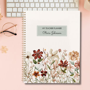 Personalized Watercolor Vintage Wildflower Floral Planner