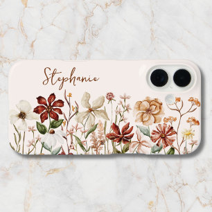Personalized Watercolor Vintage Wildflower Meadow iPhone 16 Case