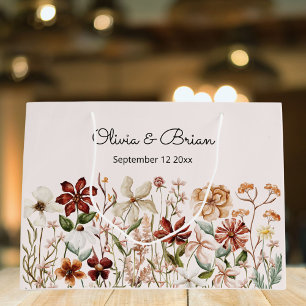 Personalized Watercolor Vintage Wildflower Meadow Large Gift Bag