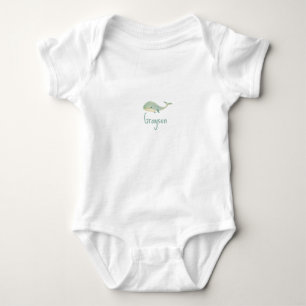 PERSONALIZED WATERCOLOR WHALE one-piece Baby Bodysuit