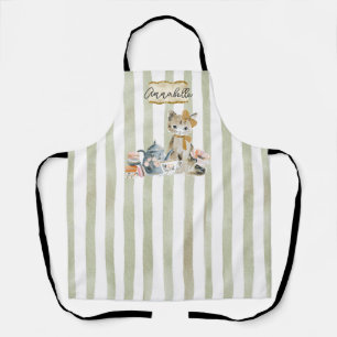 Personalized Watercolor Whimsical Cat Apron