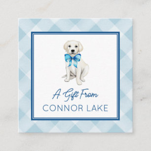 Personalized Watercolor White Lab Puppy Calling or Enclosure Card