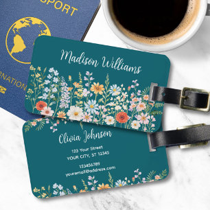 Personalized Watercolor Wild Flower Floral Elegant Luggage Tag
