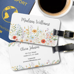 Personalized Watercolor Wild Flower Floral Elegant Luggage Tag