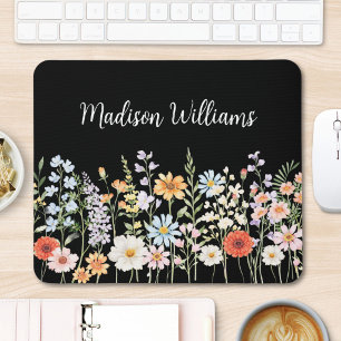 Personalized Watercolor Wild Flower Floral Elegant Mouse Pad