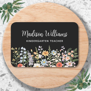 Personalized Watercolor Wild Flower Floral Elegant Name Tag