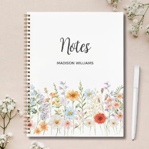 Personalized Watercolor Wild Flower Floral Elegant Notebook