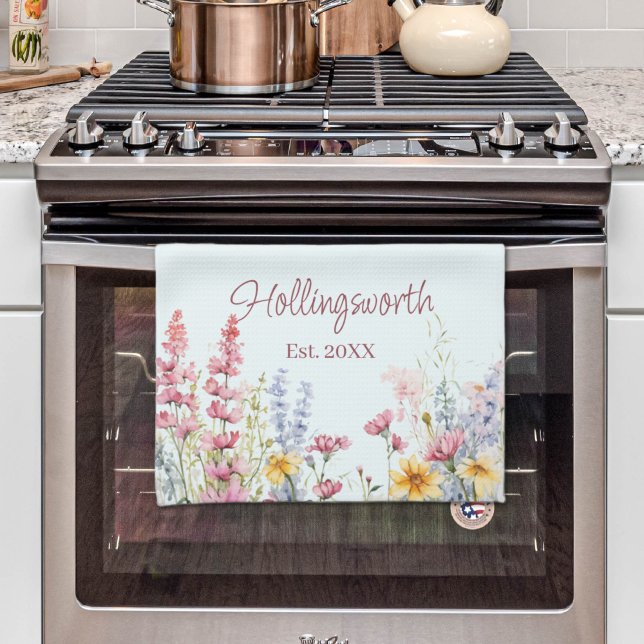Personalized Watercolor Wildflower Field Kitchen Towel (Personalized Watercolor Wildflower Field Kitchen Towel
)