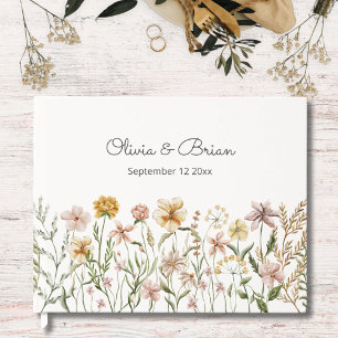 Personalized Watercolor Wildflower Meadow Floral Guest Book