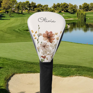 Personalized Watercolor Wildflower Pretty Floral Golf Head Cover