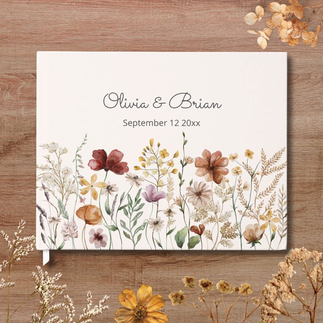 Personalized Watercolor Wildflower Pretty Floral Guest Book (In situ)
