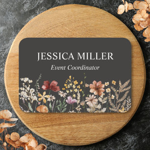 Personalized Watercolor Wildflower Pretty Floral Name Tag