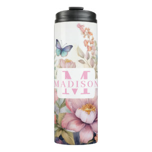 Personalized Watercolor with Name & Monogram Thermal Tumbler