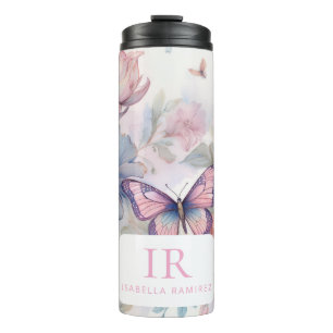 Personalized Watercolor with Name & Monogram Thermal Tumbler