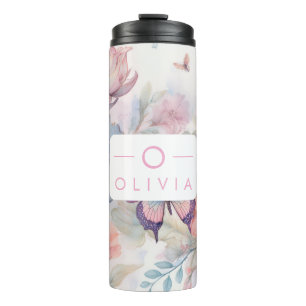 Personalized Watercolor with Name & Monogram Thermal Tumbler