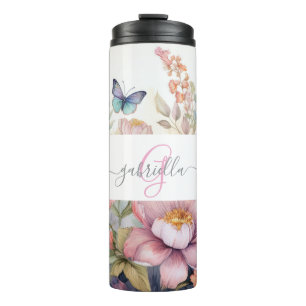 Personalized Watercolor with Name & Monogram Thermal Tumbler