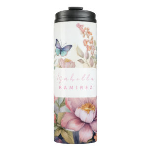 Personalized Watercolor with Name Thermal Tumbler
