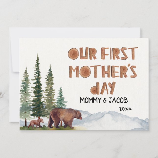 Personalized Watercolor Woodland 1st Mother's Day  Card (Front)