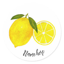 Personalized Watercolor Yellow Lemons