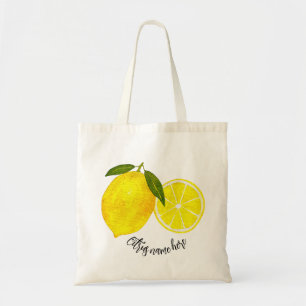 Personalized Watercolor Yellow Lemons Tote Bag