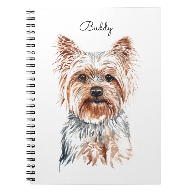 Personalized Watercolor Yorkie Notebook (Front)