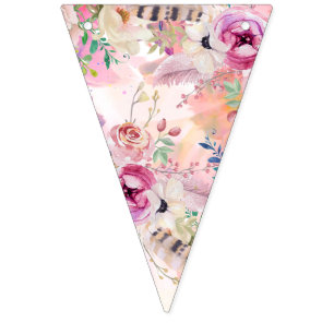 Personalized Watercolour Floral Party Bunting Bunting Flags