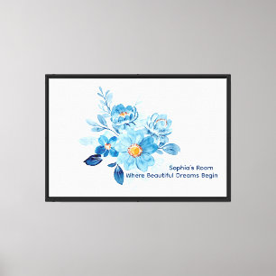Personalized Watercolour Floral Wall Art, Canvas Print
