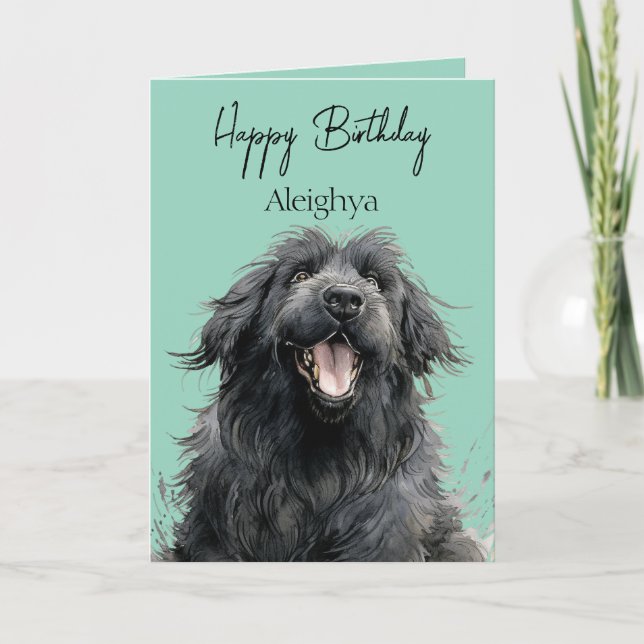 Personalized Watercolour Newfoundland Card (Front)