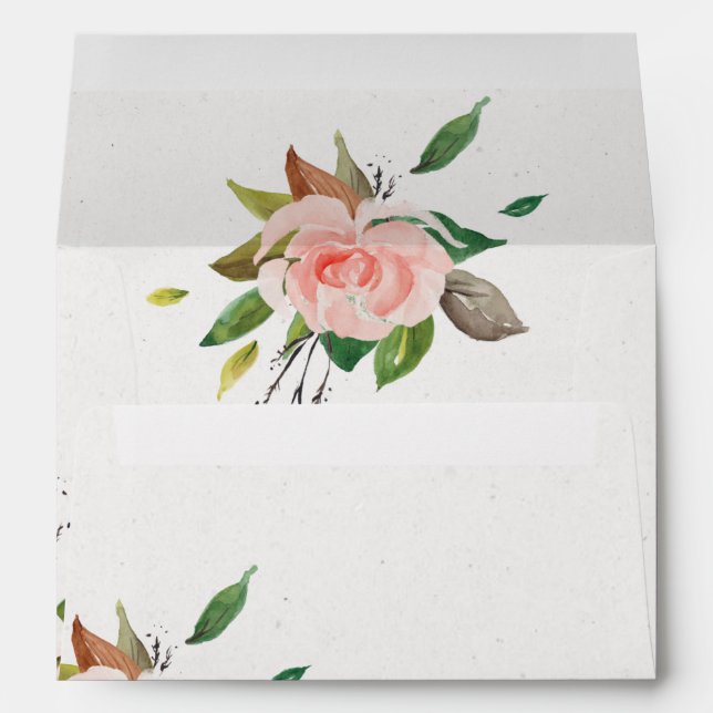 Personalized Watercolour rose and foliage wedding  Envelope (Back (Bottom))