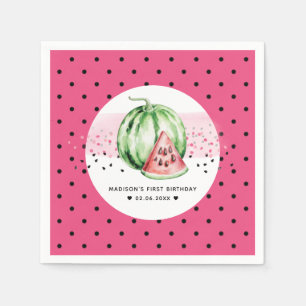 Personalized Watermelon Birthday Napkin