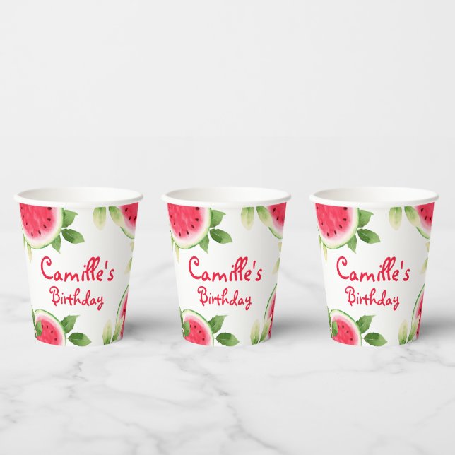 Personalized Watermelon Birthday Paper Cups (Multi)