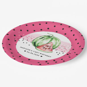 Personalized Watermelon Birthday  Paper Plate
