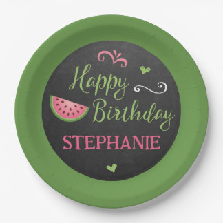 Personalized Watermelon Birthday Paper Plate