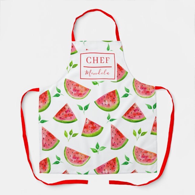 Personalized Watermelon Pattern Chef Apron (Front)