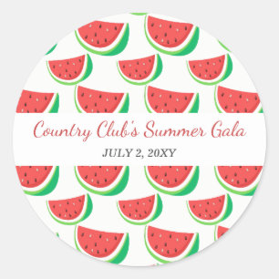Personalized Watermelon Pattern Summer Party Classic Round Sticker