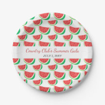 Personalized Watermelon Pattern Summer Party Plate