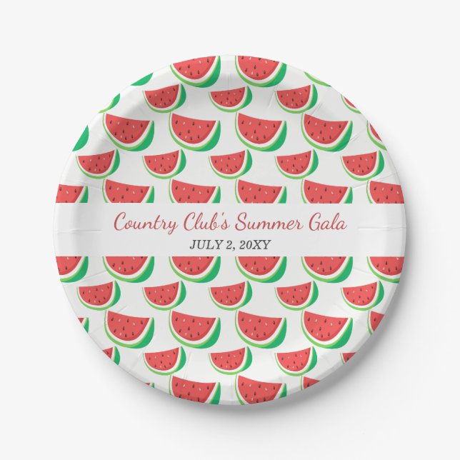 Personalized Watermelon Pattern Summer Party Plate (Front)