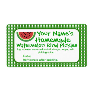 Personalized Watermelon Pickle Jar Labels Template