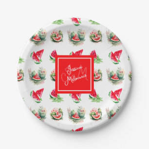 Personalized Watermelon Summer Party Paper Plate