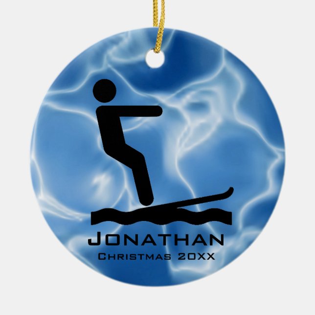 Personalized Waterskiing Ornament (Front)