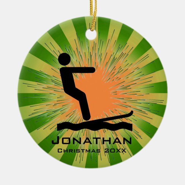 Personalized Waterskiing Ornament (Front)