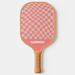 Personalized Wavy Chequered   Cora Pickleball Padd Paddle
