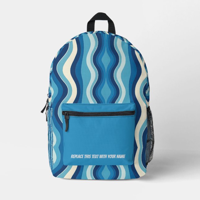 Personalized Wavy Stripe Backpack (Front)