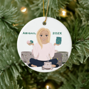 Personalized Wax Warmer Woman Ceramic Ornament
