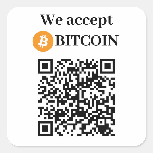 Personalized We Accept Bitcoin Sticker (Front)