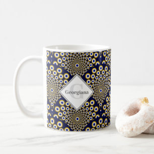 Personalized We Are Watching You Navy & Gold Deco Coffee Mug