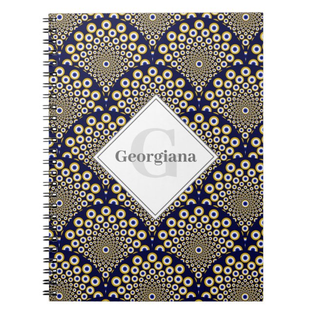 Personalized We Are Watching You Navy & Gold Deco Notebook (Front)