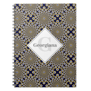 Personalized We Are Watching You Navy & Gold Tiled Notebook
